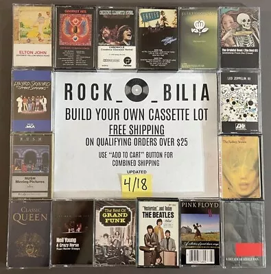 $1 & Up Arena Rock 70s To 90s Led Zeppelin Rush Build Your Lot Cassette Tapes • $12