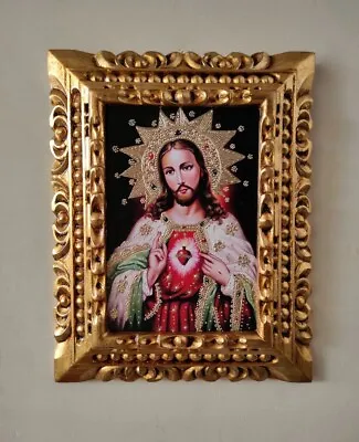 Sacred Heart Of Jesus Catholic Art Sacred Heart Icon Framed Wall Art Icon • $89