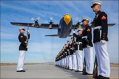 Poster Many Sizes; U.S. Marine Corps C-130 Hercules Aircraft With The Blue Ange • $160.11