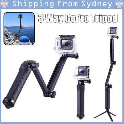 $14.59 • Buy Waterproof 3 Way Sports Tripod Selfie Stick Holder For GoPro Hero 9 8 7 6 5 4 3