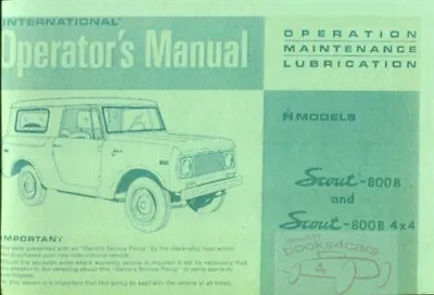 Scout Owners Manual International 1971 800b Owner's Book • $44.95