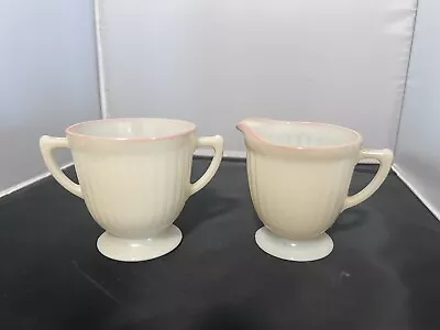 Vintage Macbeth Evans Monax Petalware Footed Creamer And Sugar Set • $12