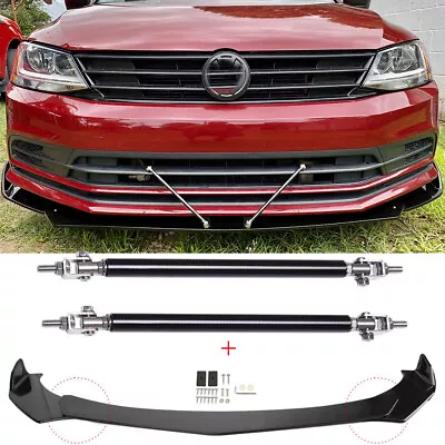 For Volkswagen Jetta Front Bumper Lip Splitter Spoiler Glossy Black + Strut Rods • $65.69