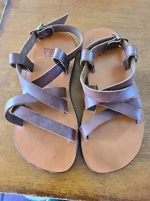 Zora Sandals Sz.11-12.Handmade In St. Thomas. All Leather.  Very Good.No Wear. • $65