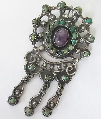 Vintage Sterling Mexico Pendant Brooch 2 1/2 Inches Matl Style 10 Grams • $114