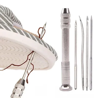 Leather Sewing Awl Set Replaceable Shoes Repair Kit Punch Stitching Needles DIY • $5.31