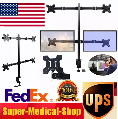 Quad Four Arm Desk Mount LCD Computer Monitor Bracket Stand 10”-27” Screen TV • $58