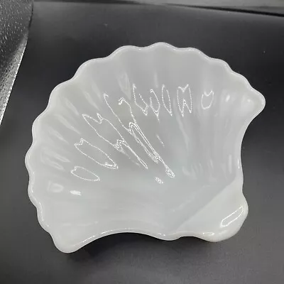 Vintage White Milk Glass Dish Sea Shell Shaped Beach Decor  • $10.99