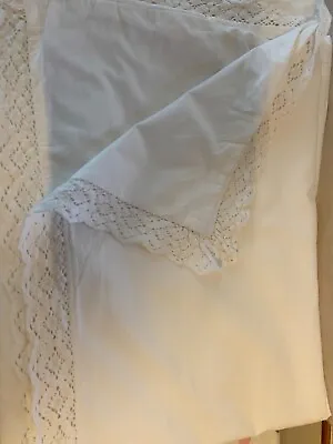 Vintage M&S Single Cotton Crochet Duvet Cover +pillowcase White VGC • £14.99