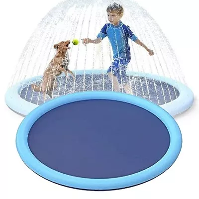 170cm Splash Pad For Kids & Pets - Summer Garden Water Play Mat • £10.45