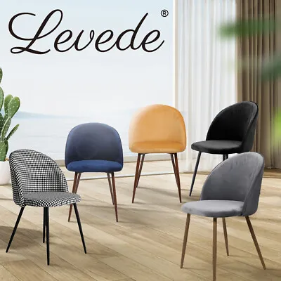 Levede Dining Chairs Lounge Accent Chair Kitchen Cafe PU Fabric Velvet Padded • $129.99