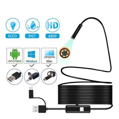 For Type C Android PC HD Endoscope Waterproof Borescope USB Inspection Camera • $9.99