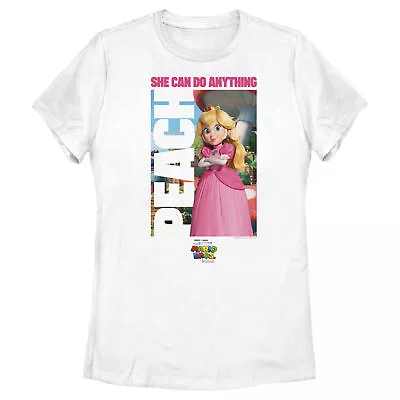 Women's The Super Mario Bros. Movie Peach She Can Do Anything Poster T-Shirt • $13.99