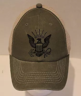 U.S. Navy Men's Hat QUALITY Vintage Seal Embroidery Green Military Mesh Cap  • $10.99