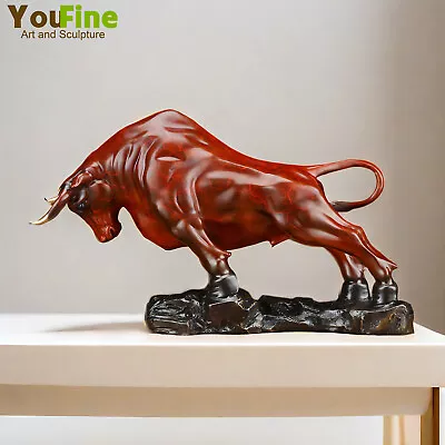 FengShui Bull Statue Bronze Charging Bull Sculpture For Home Decor Business Gift • $239.40