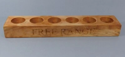 £11.99 • Buy Vintage Wooden Egg Holder Solid Oak Tray Storage Rack Holds 6 Eggs