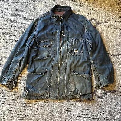 Vintage Thrashed 50’s Hercules Sears Denim Chore Jacket Workwear Workwear Union • $275.54