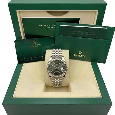 Rolex Datejust 41 Steel White Gold Mint Green Dial Automatic Watch 126334 • $15499