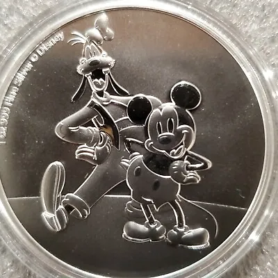 2021 Disney Mickey Mouse & Goofy 1 Oz. 999 Silver Coin 2 Dollar Niue Dog Friend • $46.99