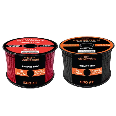 16 Gauge Car Audio Primary Wire (500ft–2 Rolls)– Remote Power/Ground Electrical • $56.95