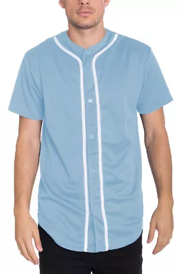 Mens Baseball JERSEY Polyester Plain TShirt Team Sport Button Fashion Tee Casual • $18.98