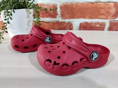 Baby Girls Boys Crocs Uk 4-5c Red Slip On Summer Beach Shoes Sandals Infant Vgc • £9.99