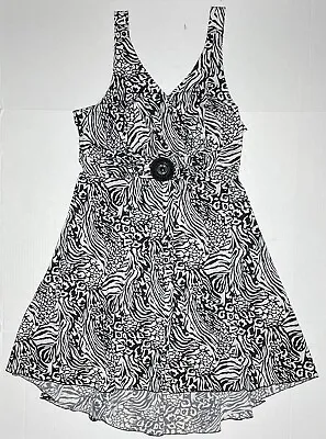 Voir Voir Black & White Animal Print Sleeveless Dress Womens Size 22W • $18