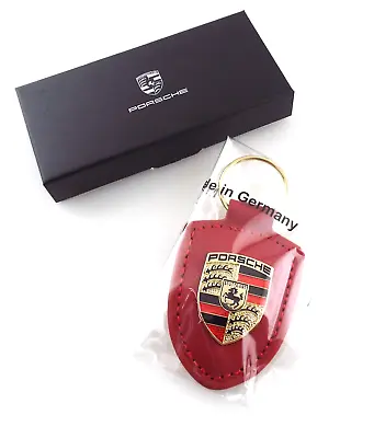 Porsche - Genuine RED Leather Keychain Car Key Chain Ring - NEW • $11.99