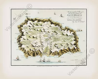 St. Helena Island Napoleon Bonaparte Exile Antique Map 1817 XL Art Poster Print • £23.70
