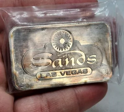 1986 Vintage Las Vegas Sands Casino VIP Slot Tournament 5oz Silver Bar Sealed • £712.62