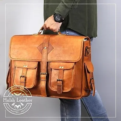 Men's Genuine Vintage Leather Messenger Shoulder Laptop Bag Briefcase Brown • $62.66