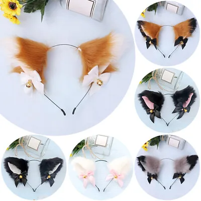 Cat Fox Fur Ears Lolita Headband Anime Cosplay Hair Clip Party Halloween Costume • $3.99