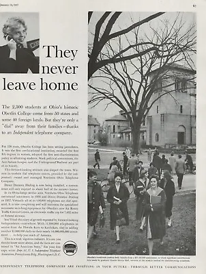 1961 INDEPENDENT TELEPHONE Vint Print Ad OBERLIN COLLEGE - They Never Leave Home • $15.88