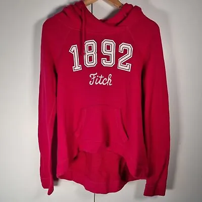 Abercrombie Fitch Hoodie Womens Medium Pink 1892 Fitch Sweatshirt Gym Spellout • £14.95