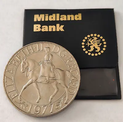 HM QUEEN ELIZABETH II SILVER JUBILEE COMMEMORATIVE CROWN COIN Midland Bank 1977 • £0.99