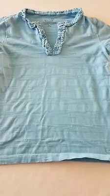 Vineyard Vines Girl's BLUE Whale Short Sleeve Size MEDIUM (10-12) VNECK FRILLY • $14.95