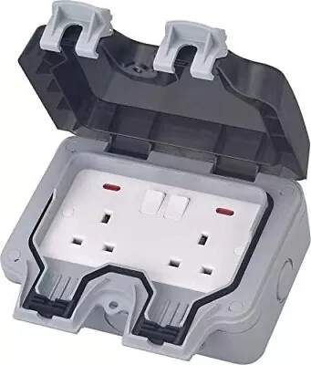 £18.99 • Buy Weatherproof Outdoor Socket Garden 13A 2 Gang Switched Plug Double