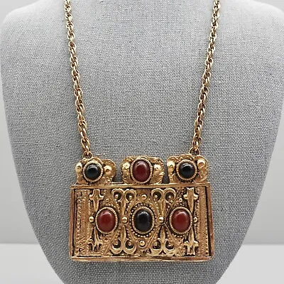 Vintage Accessocraft NYC Necklace Etruscan Revival Turkish Inspired Pendant 20  • $99.99