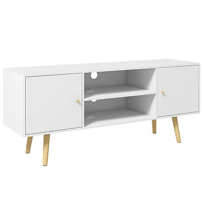 HOMCOM TV Unit Cabinet For TVs Up To 55 Inches W/ Shelves And Cupboards White • £59.99