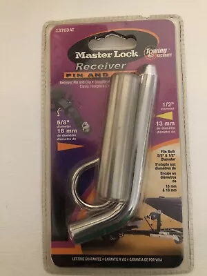 Master Lock Chrome Receiver Pin & Clip #1376DAT  Fits 1/2  & 5/8  Trailer - New • $6.99