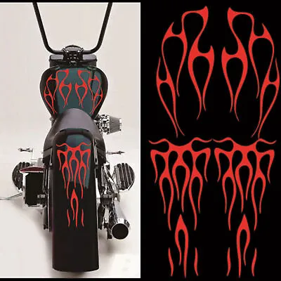 Motorcycle Flame Sticker For Gas Tank Fender Decals Vinyl Red Color Waterproof • $9.99