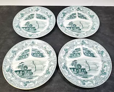 RARE Set 4 Petrus Regout Maastricht Abbey Divided Grill Plates Green Castles 11  • $60