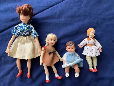 Lot 4 Vintage Dollhouse Dolls Set 1960s Retro Toys Baby Mother • $24