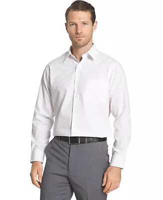 Van Heusen Long Sleeve Poplin Fitted Dress Shirt 20F83301  Wrinkle Free White • $28.99