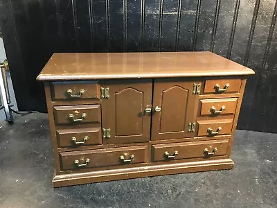 Vintage Wooden Jewelry Box 12 Drawers-Wood Doors Jewelry Box 17inx1 8x 10in • $67.99