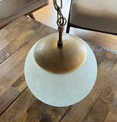 MOE LIGHT Thomas Industries MCM Vintage Mid Century White Crackle Pendant Light • $175