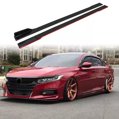 Fits Honda Accord Sedan Red Glossy Black Style Side Skirt Extension Lip Body Kit • $66.49