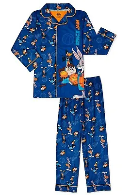 Space Jam Pajamas Set Shirt Pants Tune Squad Bugs Bunny Button Up 4 5 6 8 10 12 • $16.84