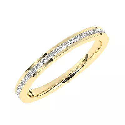18K Yellow GoldChannel Set 100% Natural Princess Cut Diamond Half Eternity Ring • £378.56