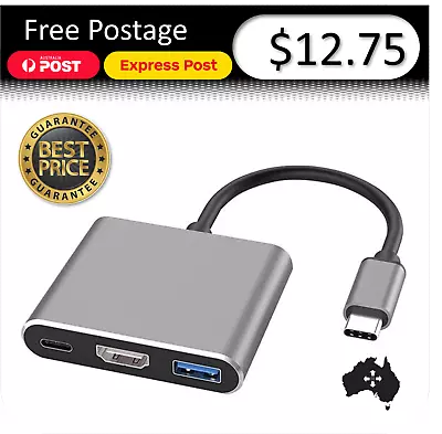 $3.25 • Buy Type C To USB-C HDMI USB 3.0 Adapter Converter Cable 3 In 1 Hub PC MacBook